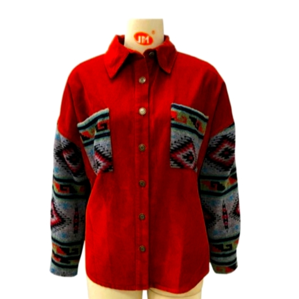 Women Fashion Graphic Print Patchwork Lapel Top